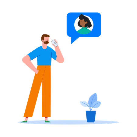 Man talking with woman on mobile  Illustration