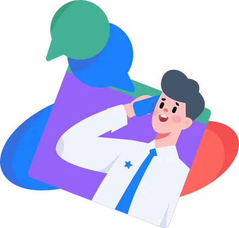 Man talks on phone  Illustration