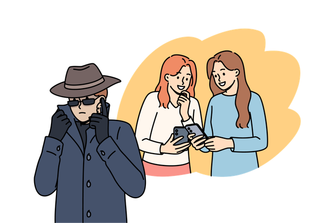 Man taps phone of women using malicious application downloaded from unverified source  Illustration
