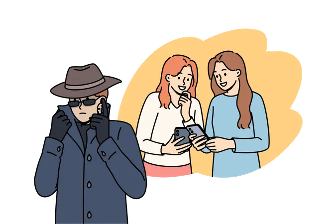 Man taps phone of women using malicious application downloaded from unverified source  Illustration