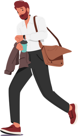 Man Teacher In Rush At Work  Illustration