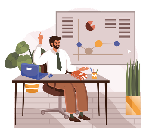 Man teaching online  Illustration