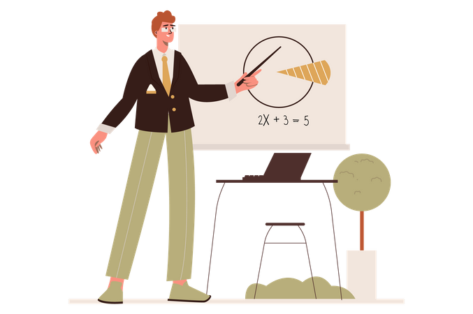Man teaching teaching geometry lesson Illustration
