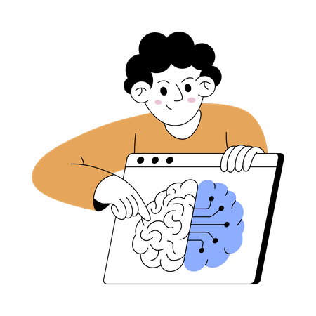 Man telling about ai brain  Illustration