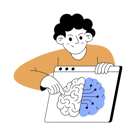 Man telling about ai brain  Illustration