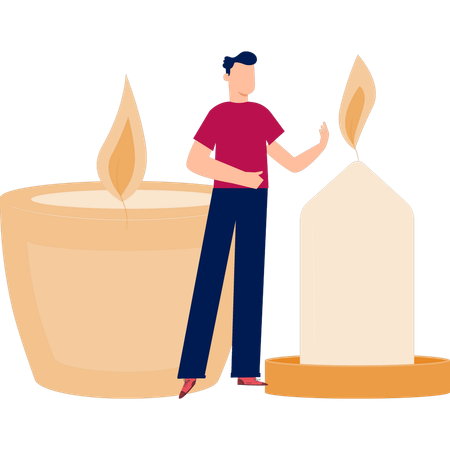 Man telling about candle  Illustration