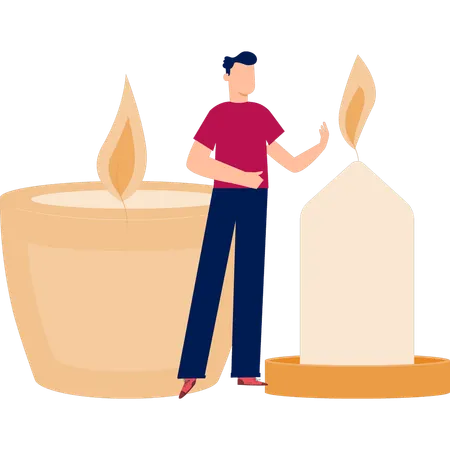 Man telling about candle  Illustration