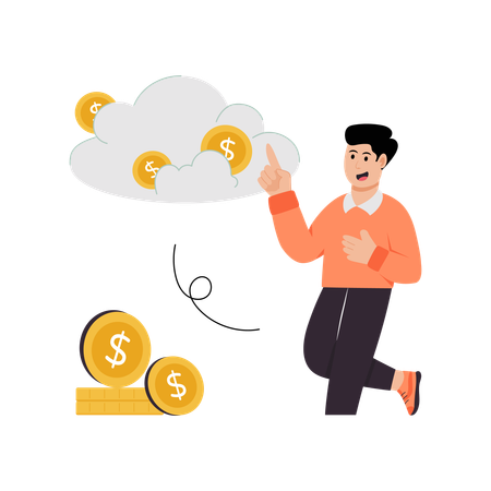 Man telling about cloud money  Illustration