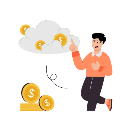 Man telling about cloud money  Illustration