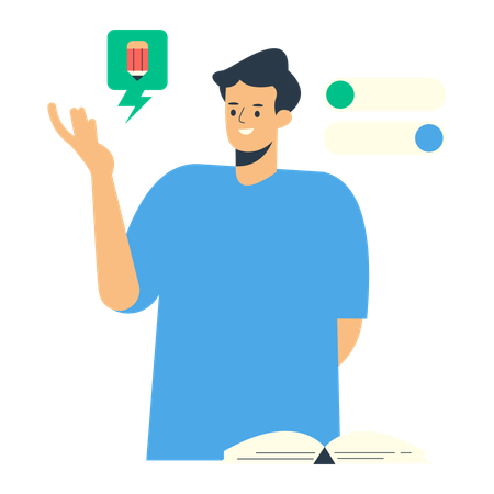 Man telling about educational technology  Illustration