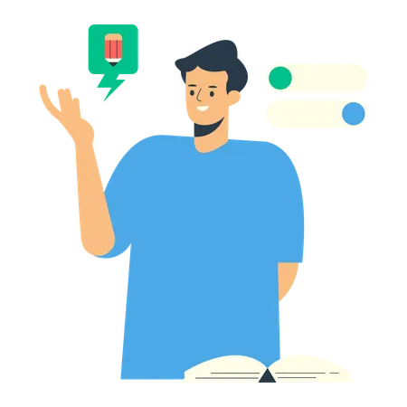 Man telling about educational technology  Illustration