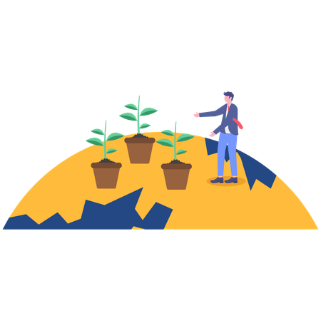 Man telling about environmental issue  Illustration