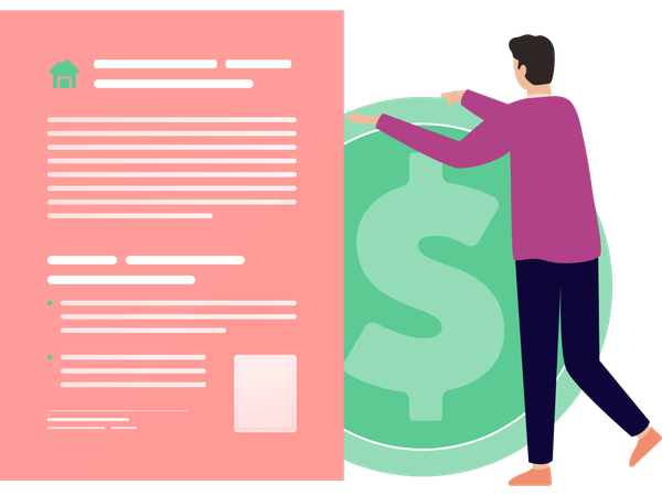 Man telling about financial contract  Illustration