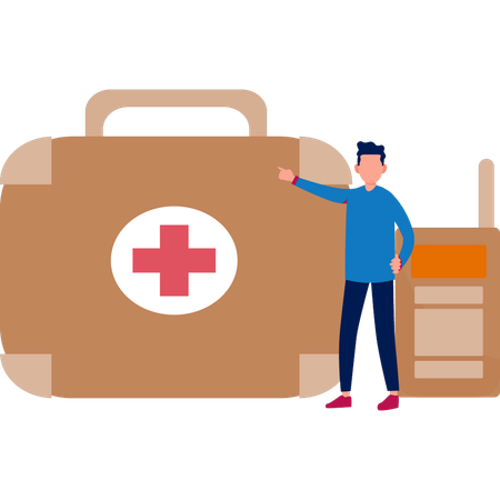 Man Telling About First Aid Kit  Illustration