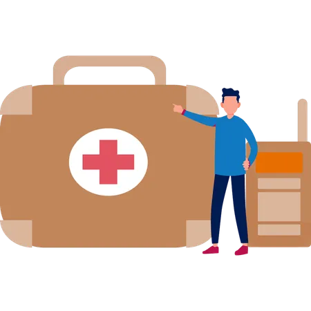 Man Telling About First Aid Kit  Illustration