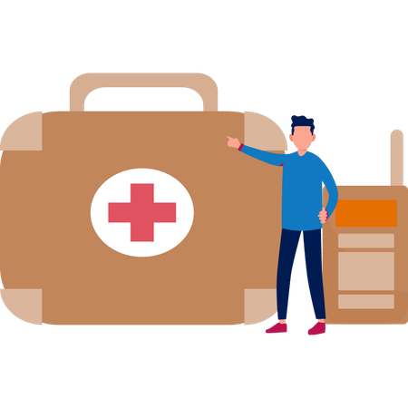 Man Telling About First Aid Kit  Illustration