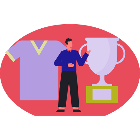 Man telling about game trophy  Illustration
