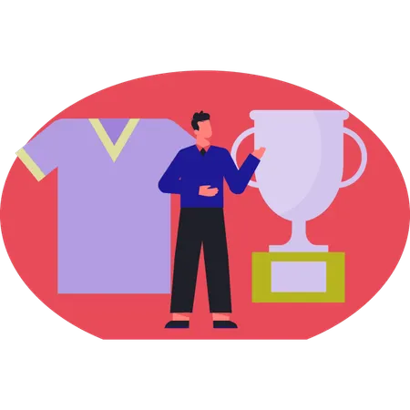 Man telling about game trophy  Illustration