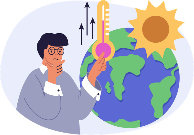 Man telling about global warming  Illustration