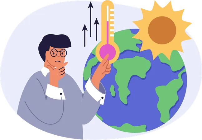 Man telling about global warming  Illustration