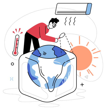 Man telling about global warming  Illustration