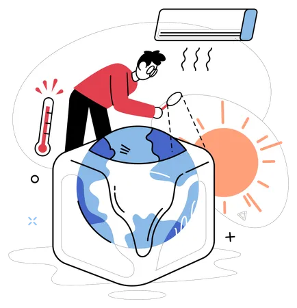 Man telling about global warming  Illustration