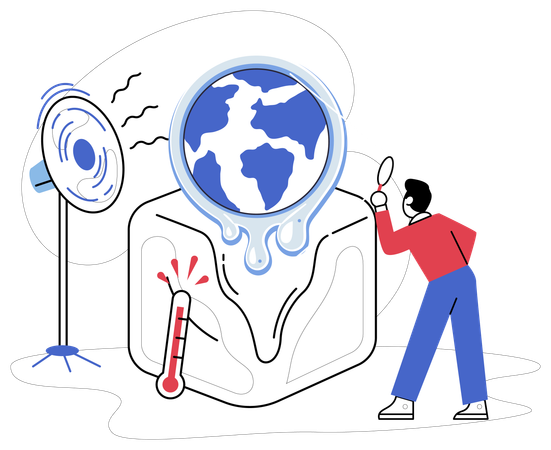 Man telling about global warming  Illustration