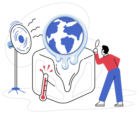 Man telling about global warming  Illustration