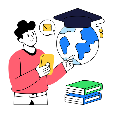 Man Telling About International Education  Illustration