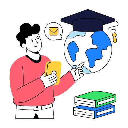 Man Telling About International Education  Illustration