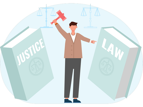 Man telling about low and justice  Illustration