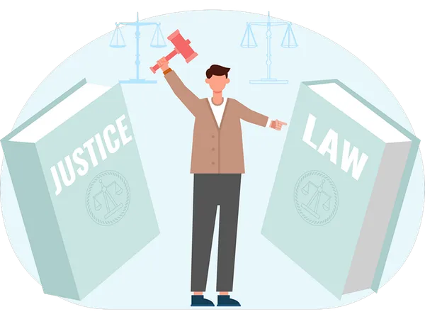 Man telling about low and justice  Illustration