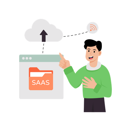 Man telling about saas folder  Illustration