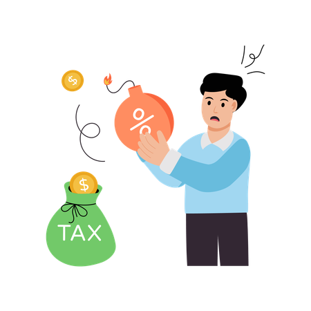 Man telling about tax burden  Illustration