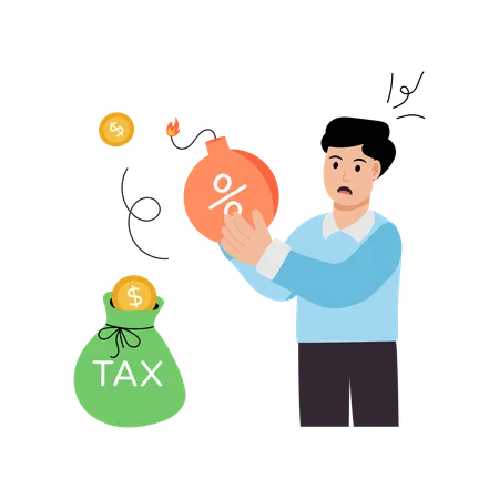 Man telling about tax burden  Illustration