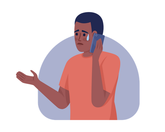 Man Telling bad news on phone Illustration