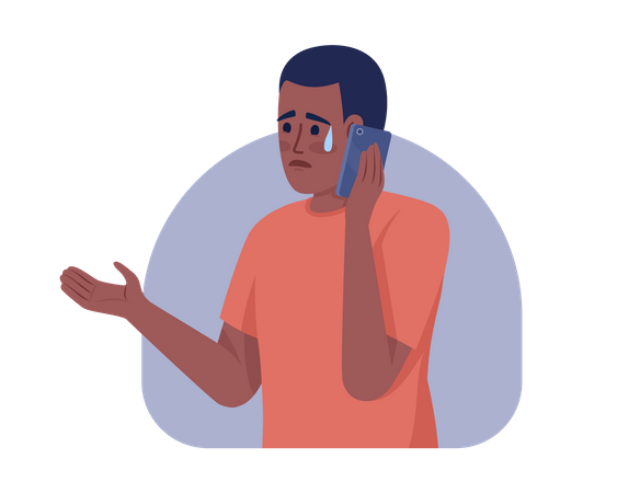 Man Telling bad news on phone  Illustration