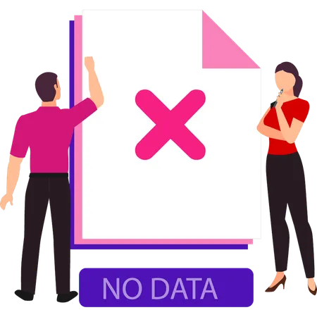 Man Telling Girl That There Is No Data On Paper  Illustration