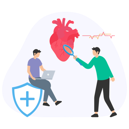 Man testing human heart  Illustration