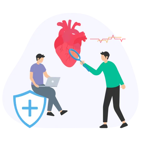 Man testing human heart  Illustration