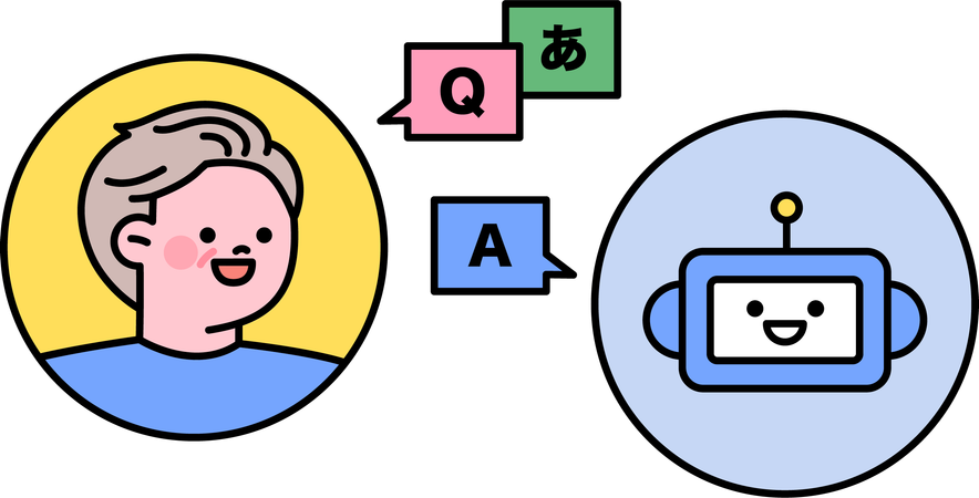 Man testing software using robotics help  Illustration