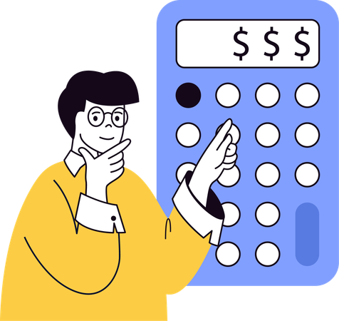 Man thinking about budget  cost  Illustration