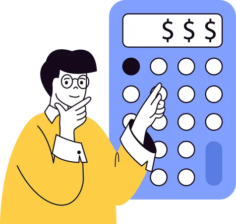 Man thinking about budget  cost  Illustration