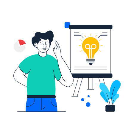 Man thinking about Business Idea Analysis  Illustration