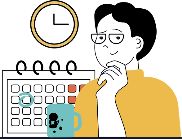 Man thinking about business schedule  Illustration