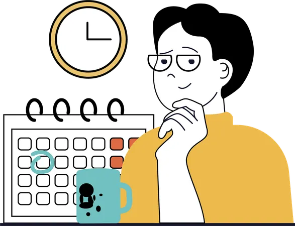 Man thinking about business schedule  Illustration