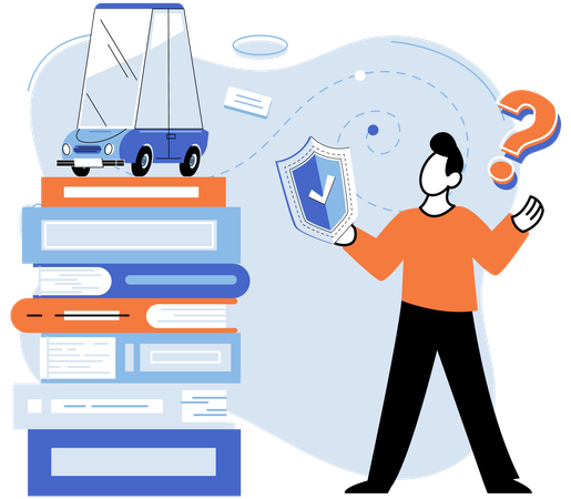 Man thinking about car insurance  Illustration