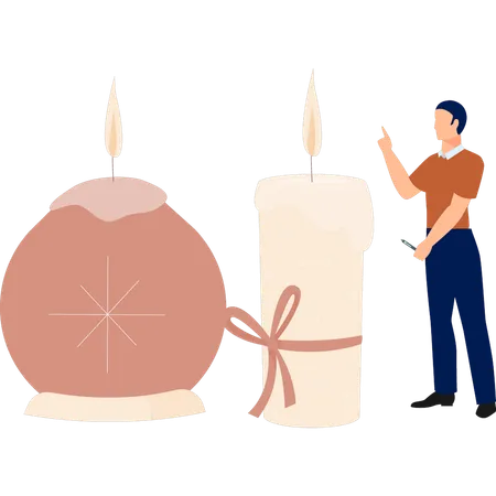 Man thinking about celebration candle  Illustration