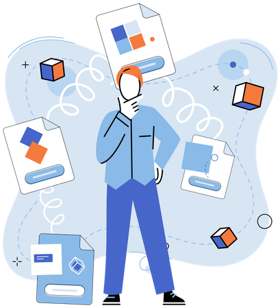 Man thinking about cloud data service  Illustration