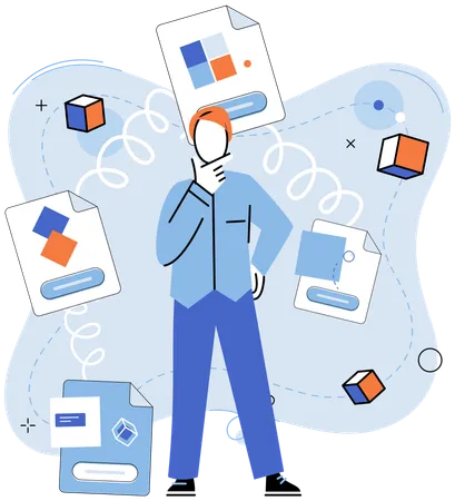 Man thinking about cloud data service  Illustration